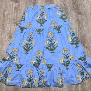 Chic Floral A-Line Skirt in Blue